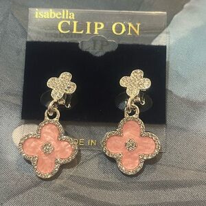 Isabella Pink and Silver Clip-On Earrings
